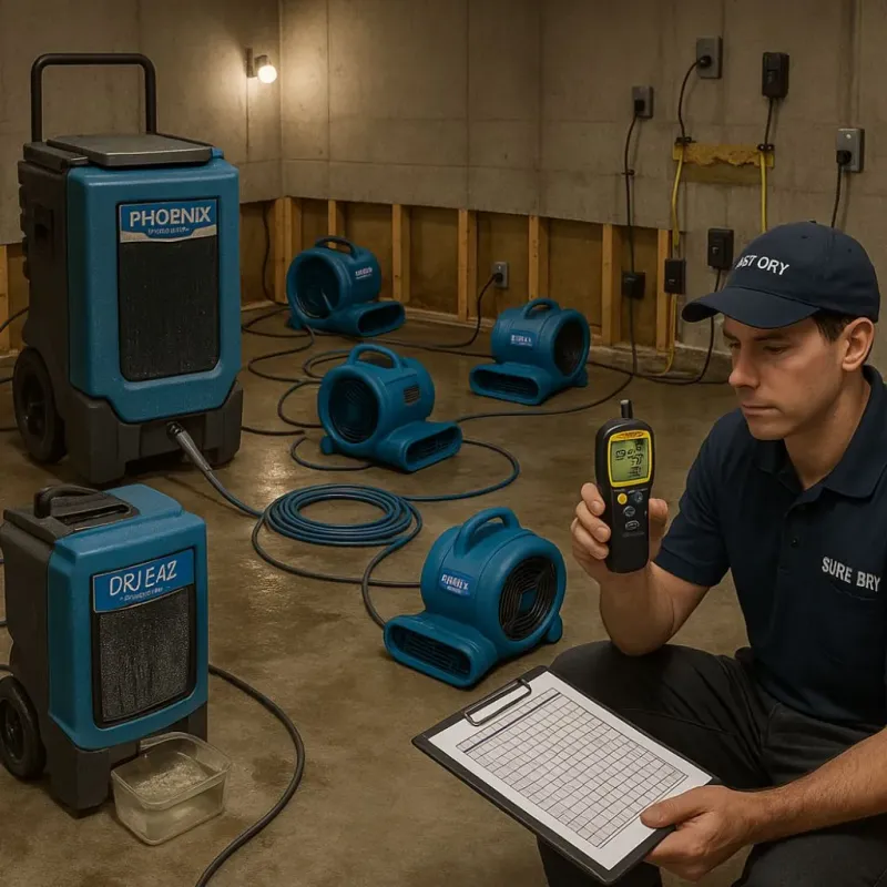 Structural Drying and Dehumidification process in South Windham, CT